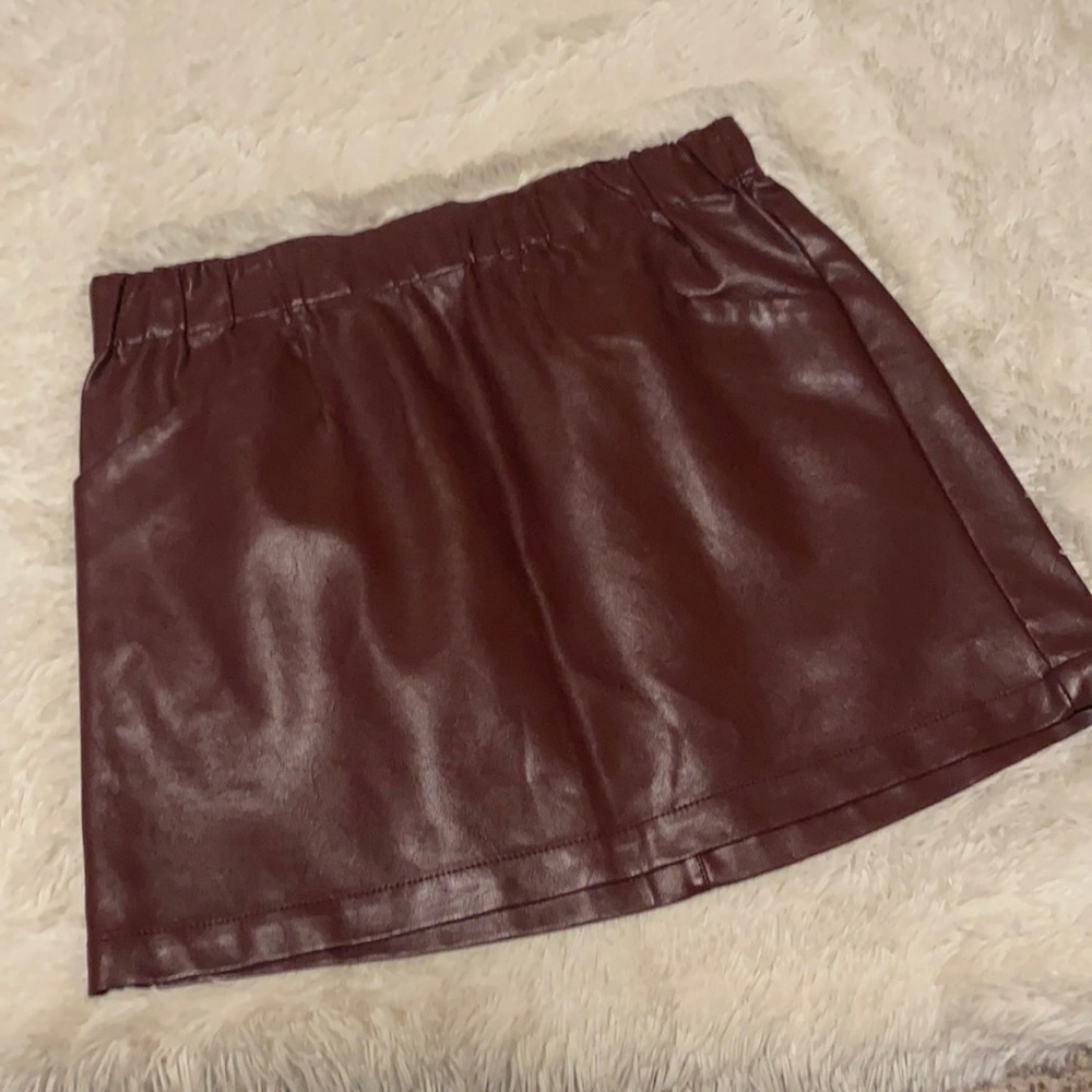 wild fable Maroon Faux Leather Mini Skirt